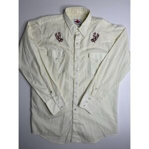 Vintage MWG Western Shirt Pearl Snap Made in Canada Dual Eagle Embroidery